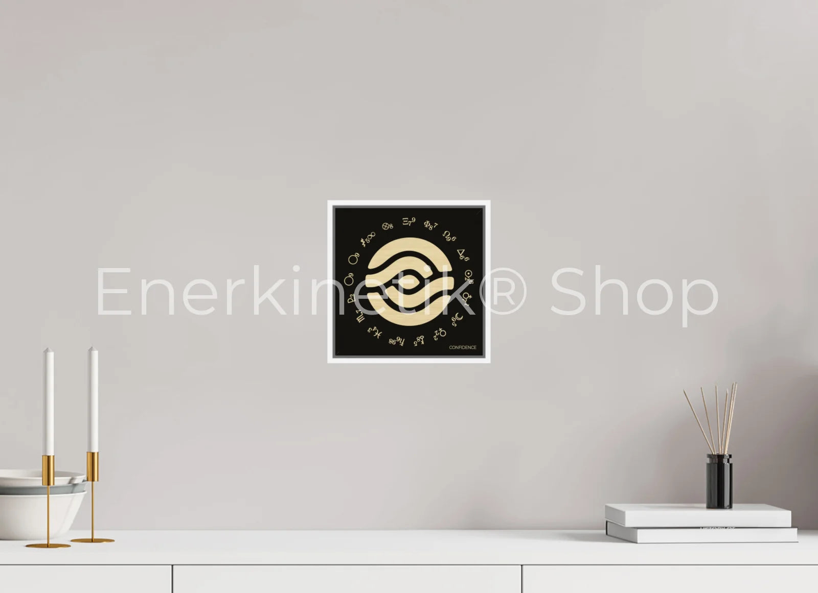CONFIDENCE Enerkinetik® Key 20 x 20 cm / Alu Dibond GOLD WhiteWall App Product
