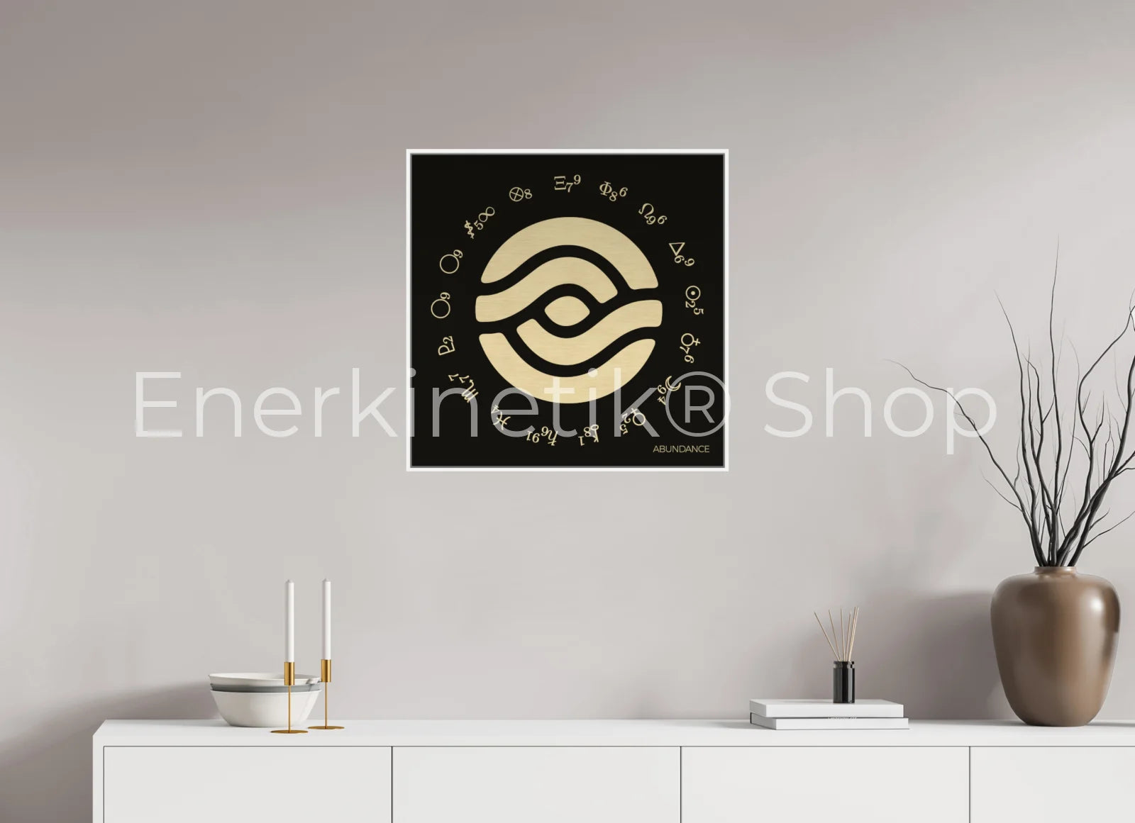 ABUNDANCE Enerkinetik® Key 60 x 60 cm / Alu Dibond GOLD WhiteWall App Product