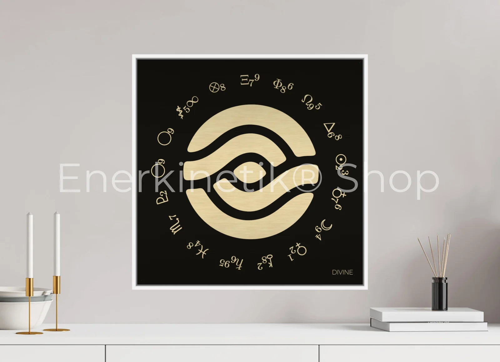 DIVINE Enerkinetik® Key 50 x 50 cm / Alu Dibond GOLD WhiteWall App Product