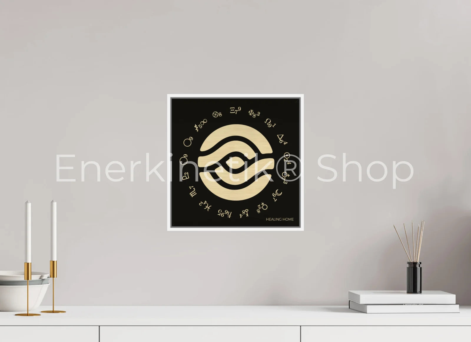 HEALING HOME Enerkinetik® Key 30 x 30 cm / Alu Dibond GOLD WhiteWall App Product