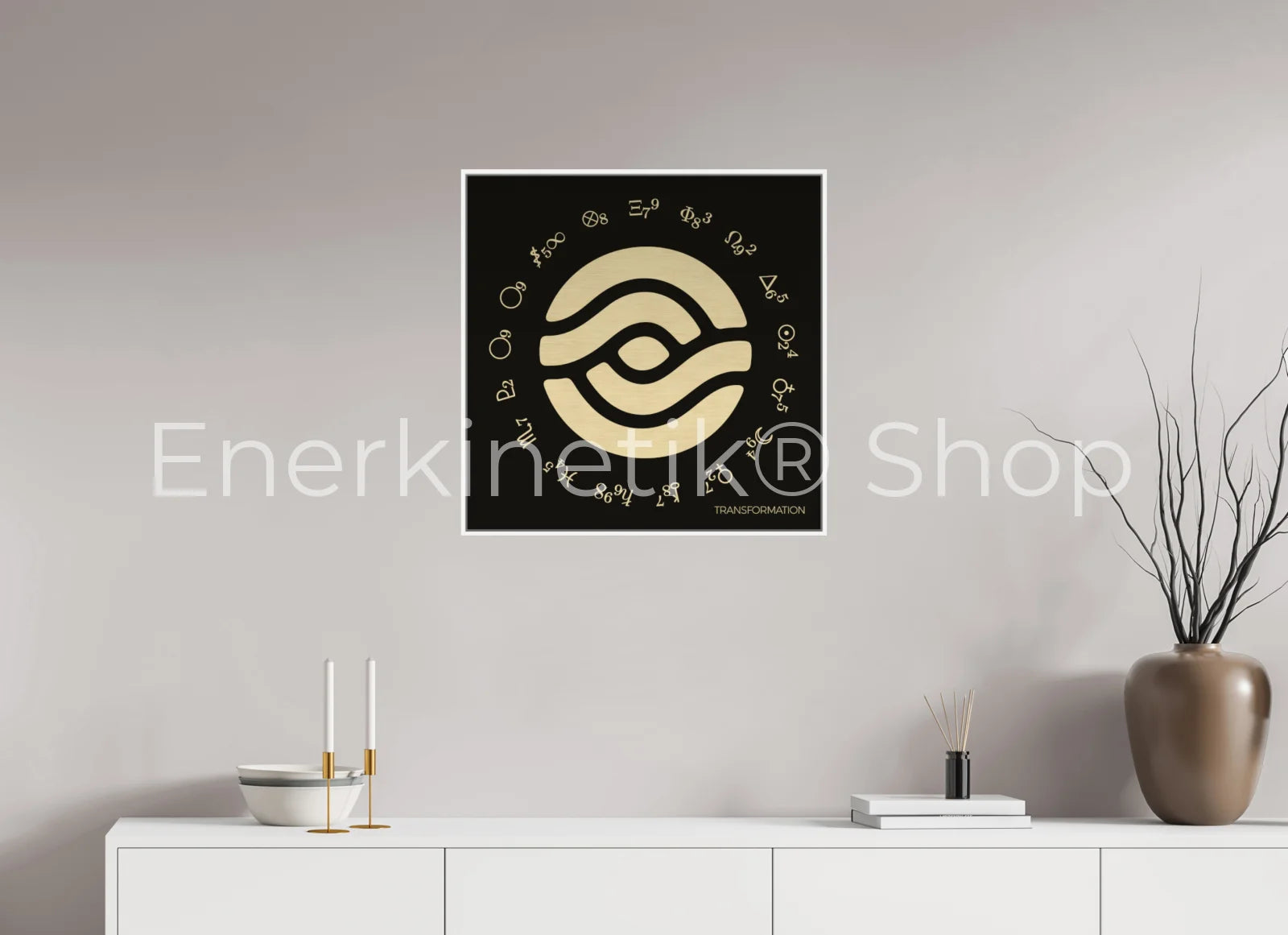 TRANSFORMATION Enerkinetik® Key 60 x 60 cm / Alu Dibond GOLD WhiteWall App Product